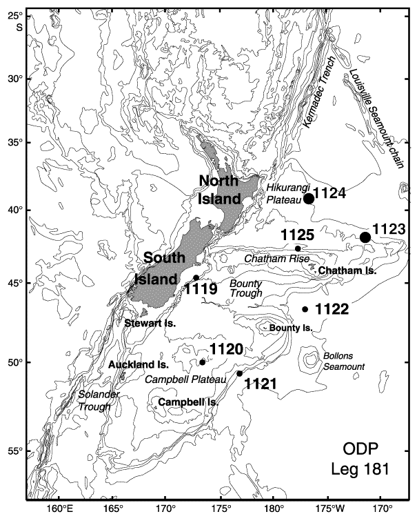 Figure F Bathymetric Map Of The Eastern New Zealand Region Showing